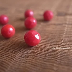 赤珊瑚 カット入り 7.5ｍｍ玉 コーラル 2粒