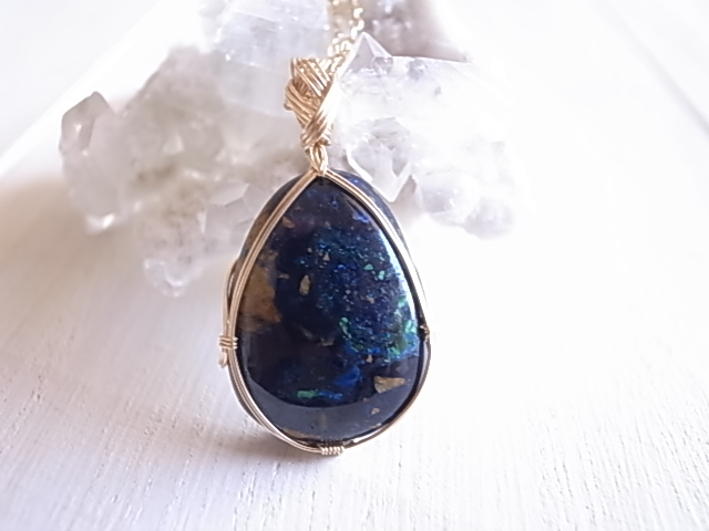 瑠璃色の刻 アズロマラカイト ザンビア産 ペンダントトップ ワイヤーペンダント - 画像 (2)