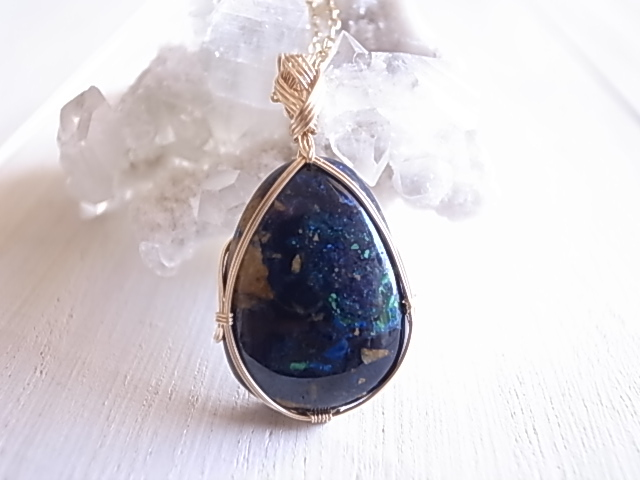 瑠璃色の刻 アズロマラカイト ザンビア産 ペンダントトップ ワイヤーペンダント - 画像 (6)