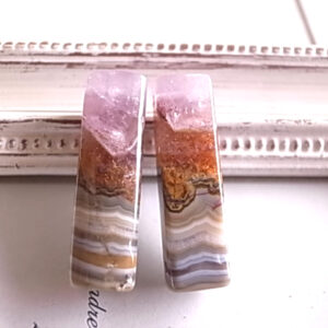 アメジストwithレースアゲート１　2個セット　穴開き　メキシコ産　