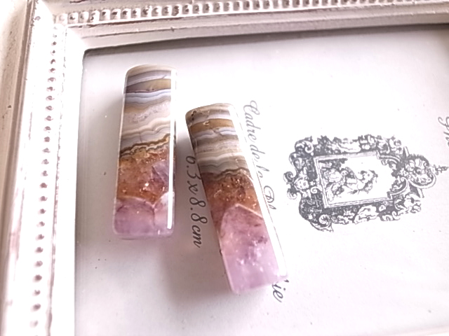 アメジストwithレースアゲート1 2個セット 穴開き メキシコ産 - 画像 (3)