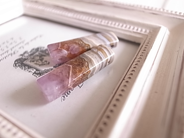 アメジストwithレースアゲート1 2個セット 穴開き メキシコ産 - 画像 (6)