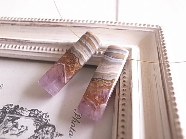 アメジストwithレースアゲート1 2個セット 穴開き メキシコ産 - 画像 (5)