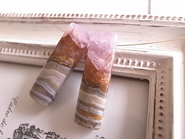 アメジストwithレースアゲート1 2個セット 穴開き メキシコ産 - 画像 (4)