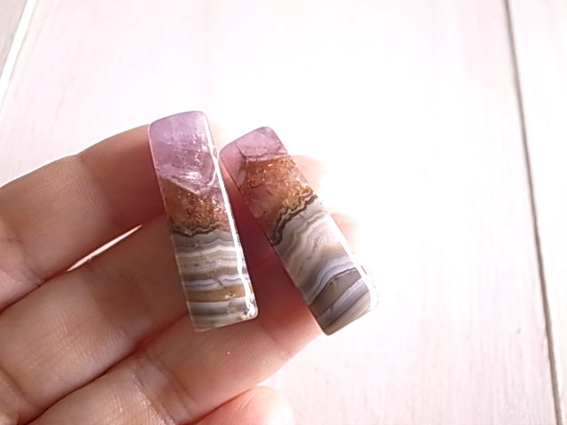 アメジストwithレースアゲート1 2個セット 穴開き メキシコ産 - 画像 (7)