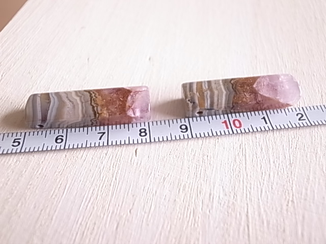 アメジストwithレースアゲート1 2個セット 穴開き メキシコ産 - 画像 (8)