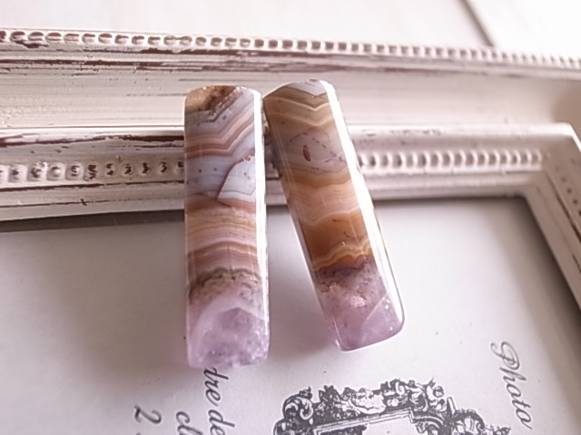 アメジストwithレースアゲート2 2個セット 穴開き メキシコ産
