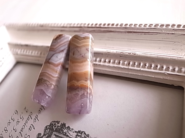 アメジストwithレースアゲート2 2個セット 穴開き メキシコ産 - 画像 (3)