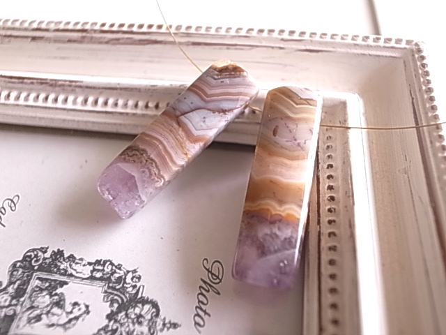 アメジストwithレースアゲート2 2個セット 穴開き メキシコ産 - 画像 (4)