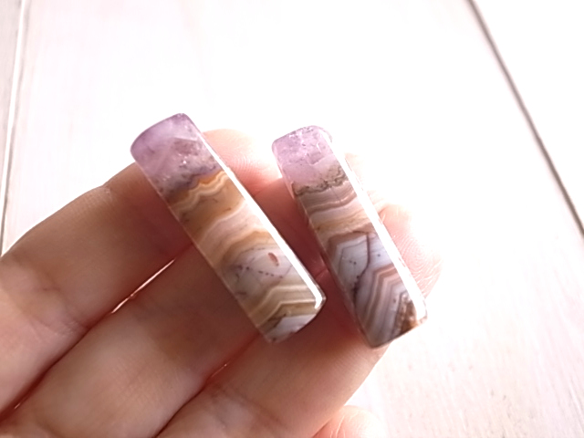 アメジストwithレースアゲート2 2個セット 穴開き メキシコ産 - 画像 (7)