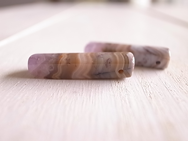 アメジストwithレースアゲート2 2個セット 穴開き メキシコ産 - 画像 (6)