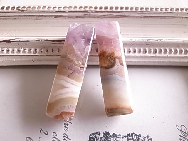 アメジストwithレースアゲート3 2個セット 穴開き メキシコ産 - 画像 (3)