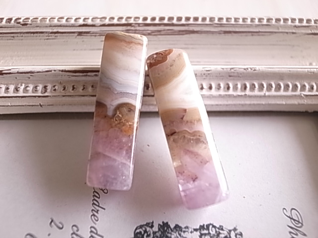 アメジストwithレースアゲート3 2個セット 穴開き メキシコ産