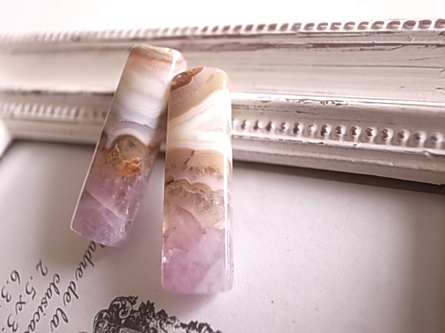 アメジストwithレースアゲート3 2個セット 穴開き メキシコ産 - 画像 (4)