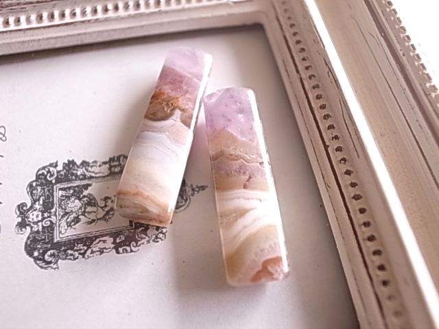 アメジストwithレースアゲート3 2個セット 穴開き メキシコ産 - 画像 (2)