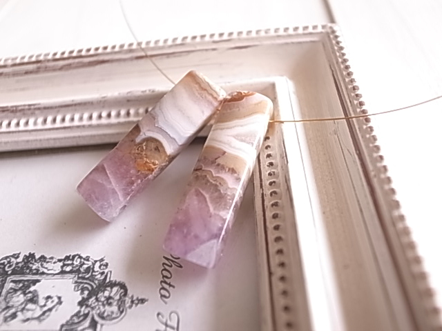アメジストwithレースアゲート3 2個セット 穴開き メキシコ産 - 画像 (5)