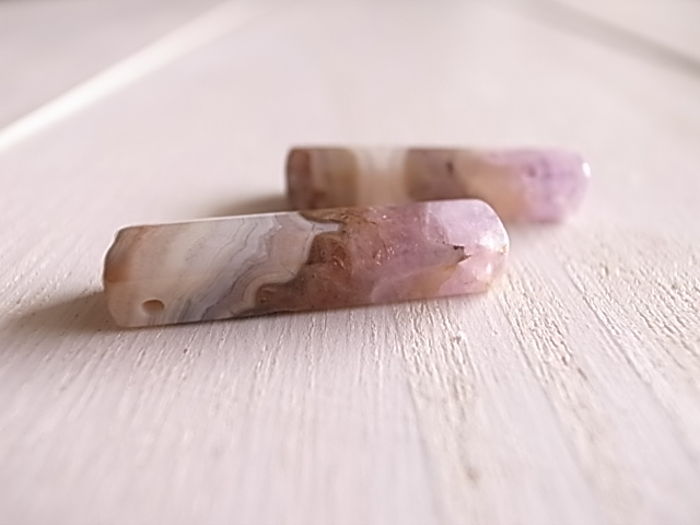 アメジストwithレースアゲート3 2個セット 穴開き メキシコ産 - 画像 (7)