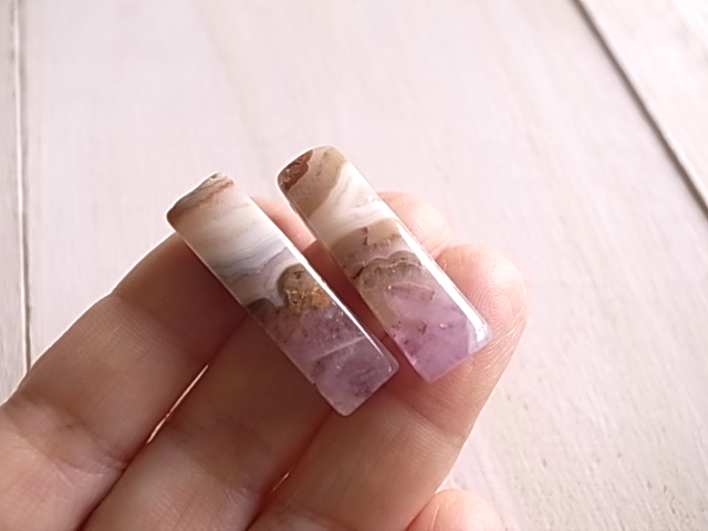 アメジストwithレースアゲート3 2個セット 穴開き メキシコ産 - 画像 (8)