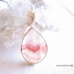 レッドバンデッドカルサイト　メキシコ産　ペンダントトップ　ワイヤーペンダント　