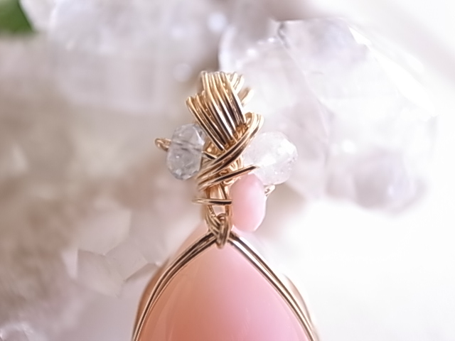 春の彩り ピンクオパール ペルー産 ペンダントトップ ワイヤーペンダント - 画像 (6)