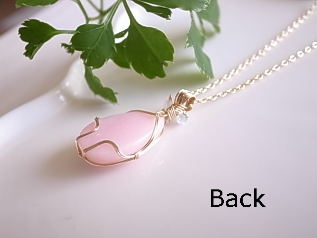 春の彩り ピンクオパール ペルー産 ペンダントトップ ワイヤーペンダント - 画像 (7)