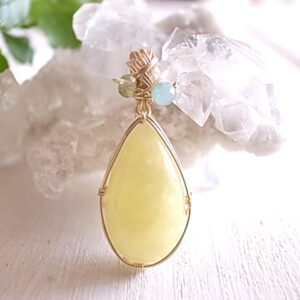 檸檬の刻　イエローカルサイト　メキシコ産　ペンダントトップ　ワイヤーペンダント　