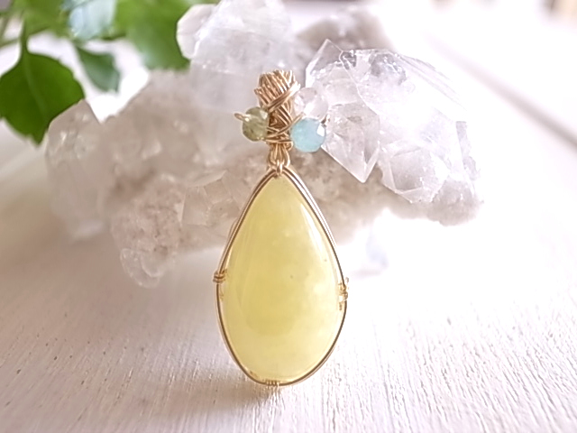 檸檬の刻 イエローカルサイト メキシコ産 ペンダントトップ ワイヤーペンダント