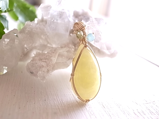 檸檬の刻 イエローカルサイト メキシコ産 ペンダントトップ ワイヤーペンダント - 画像 (2)