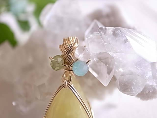 檸檬の刻 イエローカルサイト メキシコ産 ペンダントトップ ワイヤーペンダント - 画像 (5)