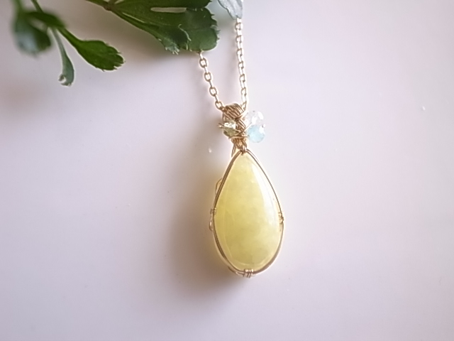 檸檬の刻 イエローカルサイト メキシコ産 ペンダントトップ ワイヤーペンダント - 画像 (3)