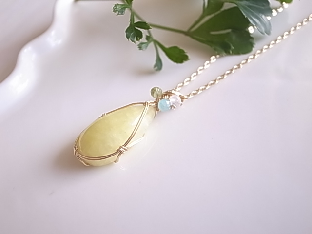 檸檬の刻 イエローカルサイト メキシコ産 ペンダントトップ ワイヤーペンダント - 画像 (4)