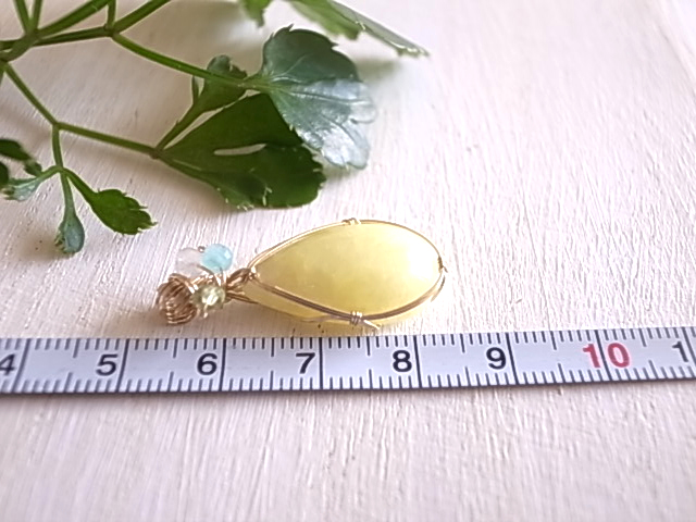 檸檬の刻 イエローカルサイト メキシコ産 ペンダントトップ ワイヤーペンダント - 画像 (8)