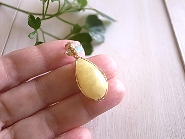 檸檬の刻 イエローカルサイト メキシコ産 ペンダントトップ ワイヤーペンダント - 画像 (7)