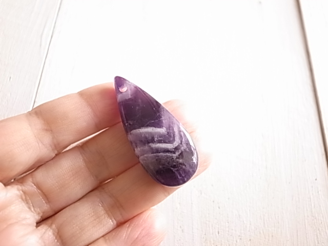 シェブロンアメジスト ブラジル産 穴開き ルース 天然石 - 画像 (6)