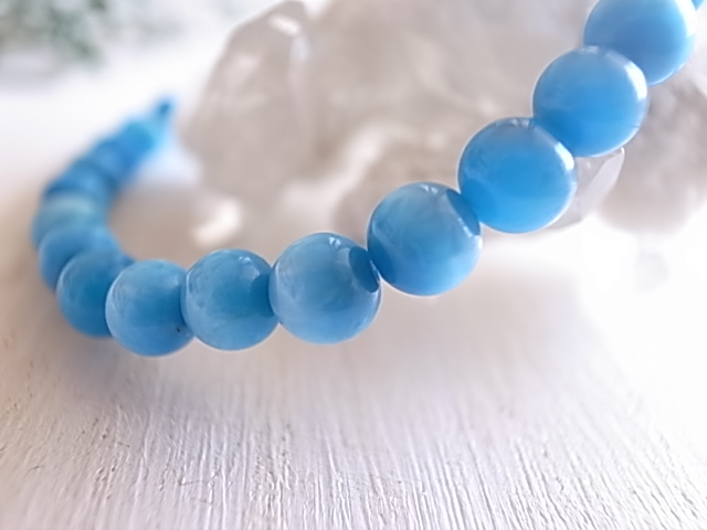 ブルーアパタイト キャッツアイ 6mm玉ブレスレット マダガスカル産